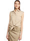 Women's Monochrome Sleeveless Shirt Beige