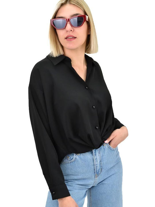 Potre Women's Monochrome Long Sleeve Shirt Black