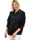 Langärmelig Damen Hemd Schwarz Monochrom