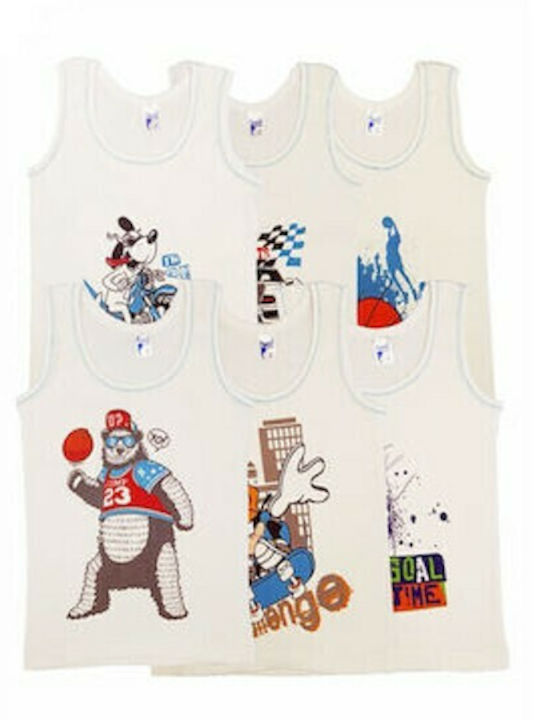 Onurel Kids Set with Tank Tops Sleeveless ραντα για αγόρι λευκά 6pcs