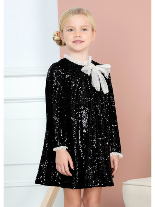 Children's Dress Long Sleeve with Sequins Black