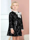 Children's Dress Long Sleeve with Sequins Black