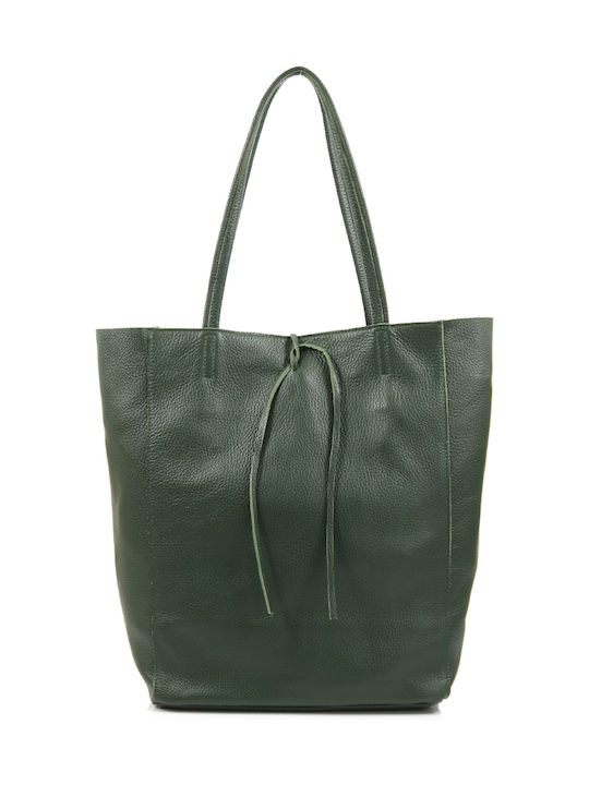 Leather Women's Bag Shopper Shoulder Green