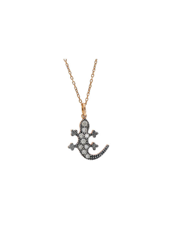Mentzos Halskette aus Roségold 18k mit Diamant