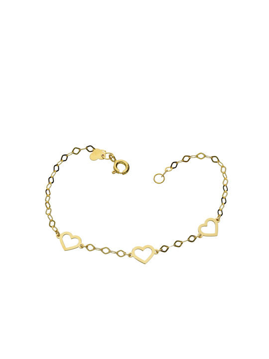 Dimiourgiko Vildiridis Bracelet with design Heart made of Silver Gold Plated