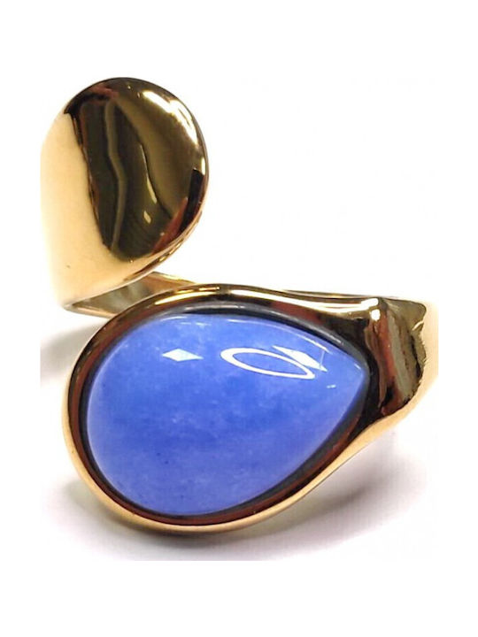 Karma Gifts Ring with Stones made of Steel Gold Plated