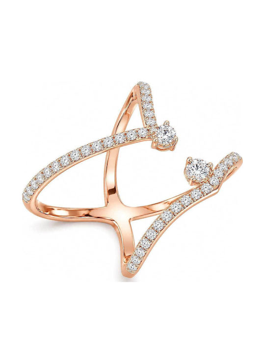 Xryseio Ring with Zircon made of Rose Gold 14K