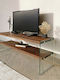 TV Stand Made of Solid Wood & Glass Brown L120xD45xH45cm