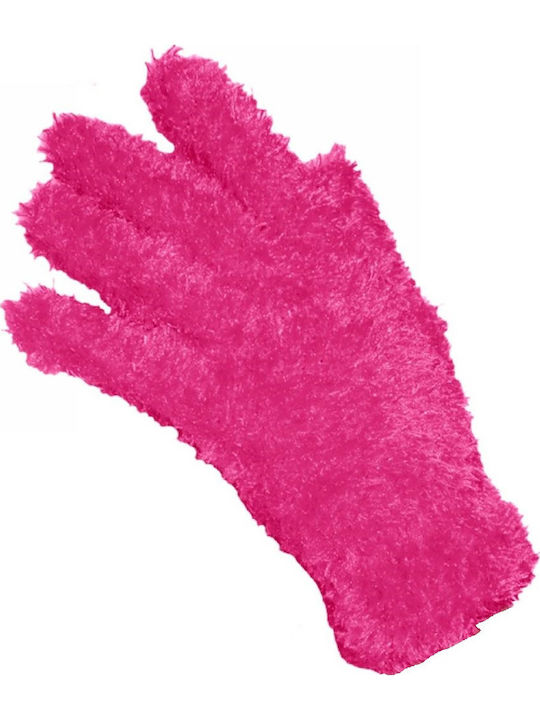 Unisex Knitted Gloves with Fur Fuchsia