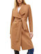 Liu Jo Women's Wool Long Coat with Belt Beige