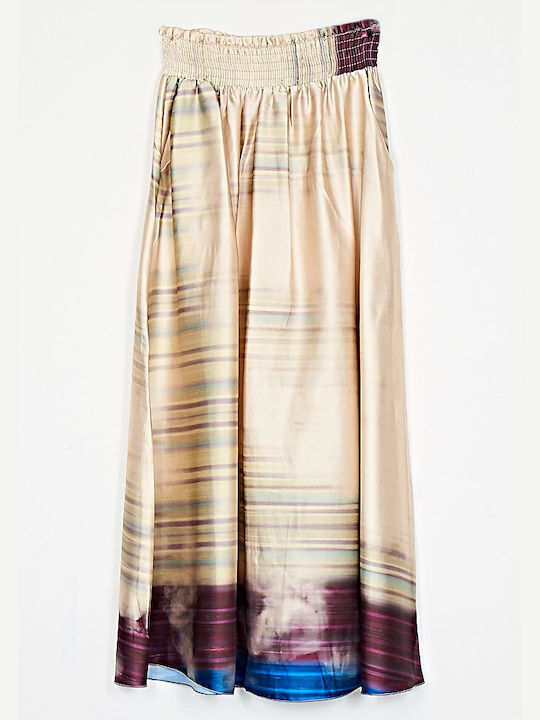 Cuca Satin Maxi Rock in Beige Farbe