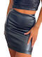 Chica Δερμάτινη Ψηλόμεση Mini Φούστα σε Μαύρο χρώμα