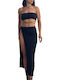 Set mit Hoch tailliert Maxi Rock Schwarz