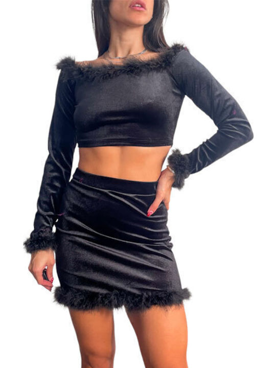Chica Set with High-waisted Mini Skirt Black