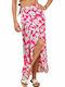 High-waisted Maxi Skirt Envelope Floral Fuchsia