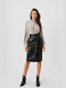 Make your image Leather High Waist Midi Skirt in Black color