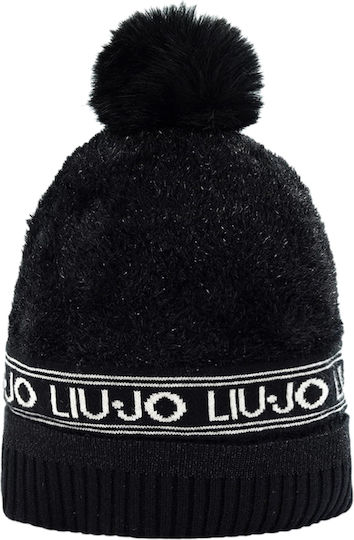 Pom Pom Beanie Frauen Beanie Gestrickt in Schwarz Farbe