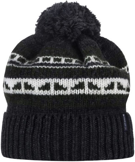 Pom Pom Beanie Unisex Fleece Beanie Knitted in Black color