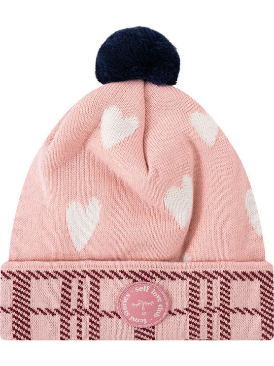 Beanie Unisex Σκούφος Πλεκτός σε Ροζ χρώμα