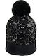 Pom Pom Beanie Unisex Beanie Knitted in Black color