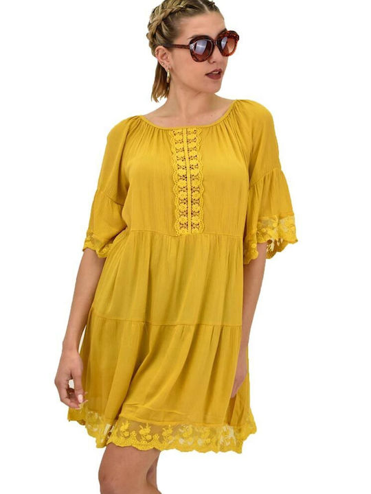 Potre Women's Mini Dress Beachwear Yellow