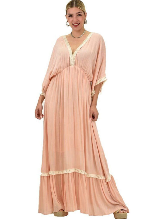 Potre Damen Maxi Kaftan Strand Rosa
