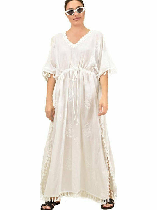 Potre Women's Maxi Caftan Beachwear White