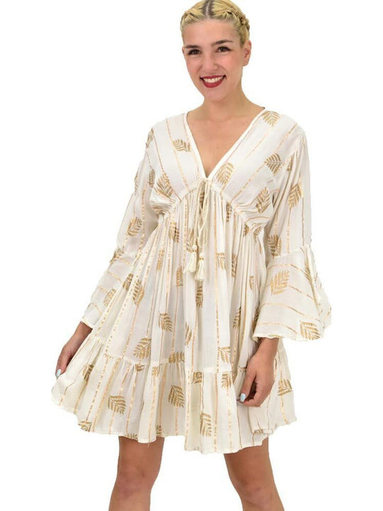 Potre Feminin Scurt Caftan de Plajă Auriu