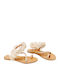 Leder Flache Sandalen für Damen in Beige Farbe