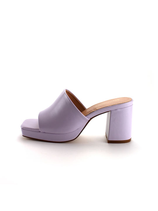 Plato Mules mit Chunky Hoch Absatz in Lila Farbe