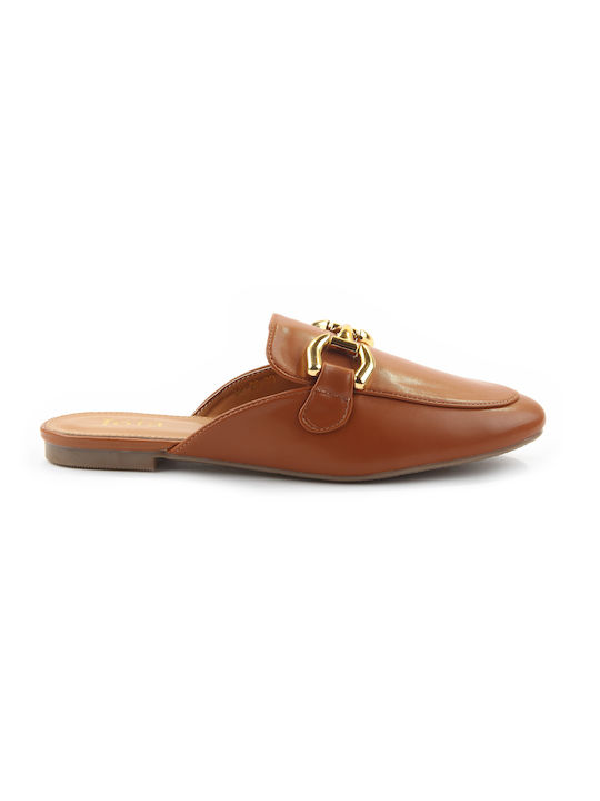 Fshoes Flat Mules Tabac Brown