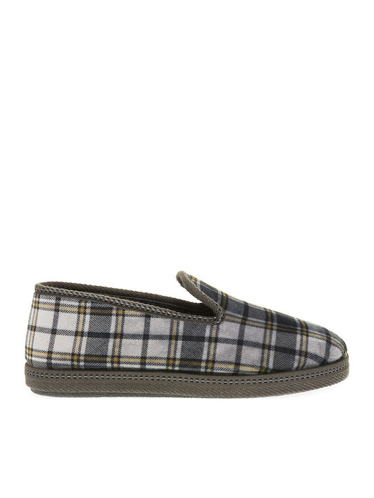 Fshoes Затворени зимни мъжки чехли с дизайн Сив