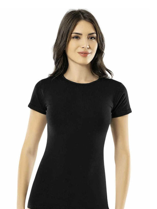 Per Mia Donna Women's Short Sleeve Cotton T-Shirt Black