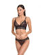 Miss Rosy Lace Underwear Set with Bra & Brazil Black