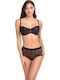 Miss Rosy Lace Underwear Set with Bra & Boxer Black