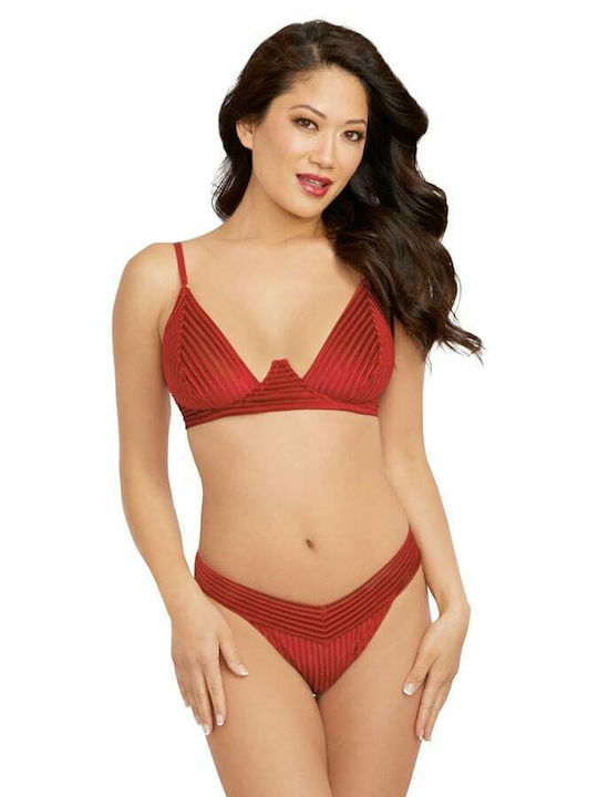 Dreamgirl Δαντελένιο Σετ Εσωρούχων Σουτιέν με String Κόκκινο