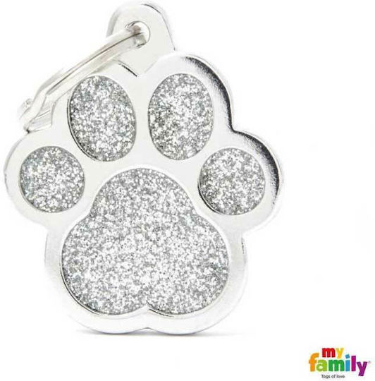 My Family SHINE Hundemarke Pfote Gray Metall Groß