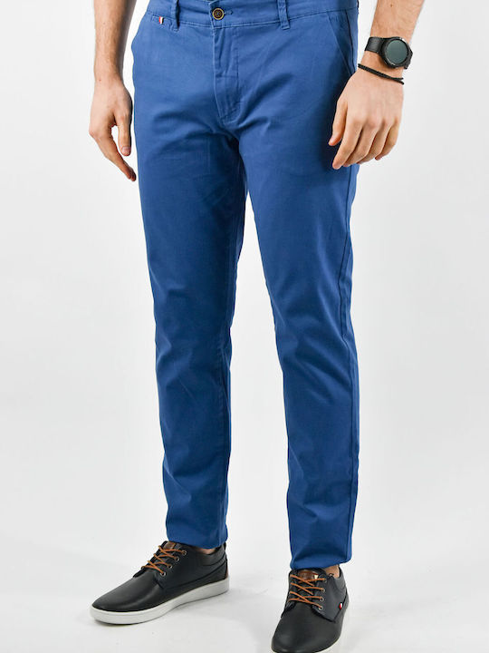 Leonardo Uomo Men's Trousers Chino in Slim Fit Blue