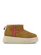 Suede Women's Ankle Boots Platform Brown Pink