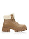 Suede Women's Ankle Boots with Fur Brown