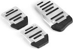 Car Pedal Set Non Slip Universal Aluminum Silver 3pcs