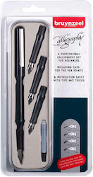 Royal Talens Set Calligraphy Pen Bronze made of Brass with Black Ink and with 8 Replacement Nibs