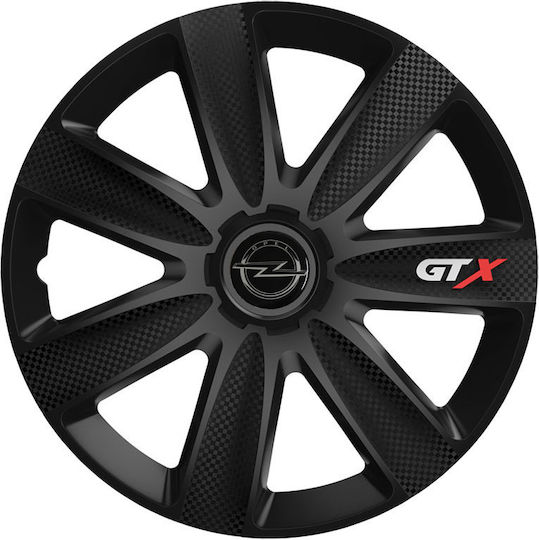 Versaco Комплект тапи за колела на автомобил GTX Carbon с Марка Опел 4бр 15" Черен