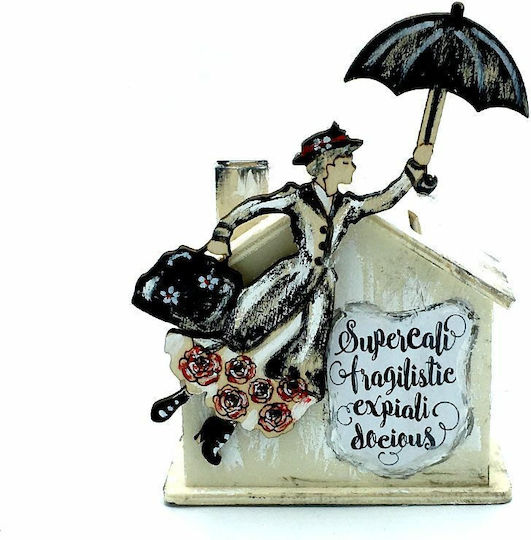 LiebeQueen Mary Poppins Children's Money Box Wooden Beige 10.5x5x15cm