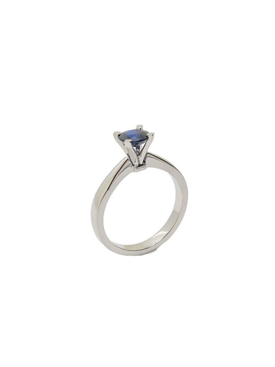 Mentzos Single Stone from White Gold 18K