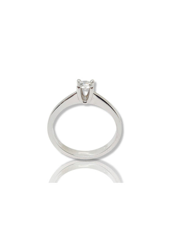 Mentzos Single Stone from White Gold 18K with Diamond