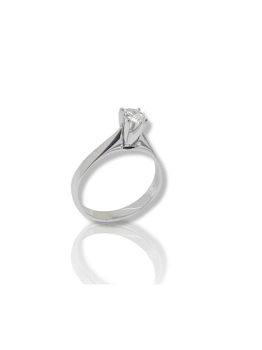 Mentzos Single Stone from White Gold 18K with Diamond