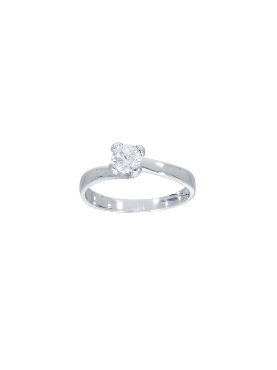 Mentzos Single Stone from White Gold 14K