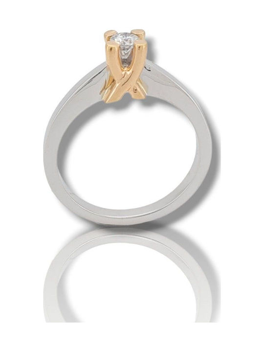 Mentzos Single Stone from Gold 18K with Diamond