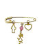 Roloi Kaliamanis Child Safety Pin made of Gold 9K with Cross for Girl
